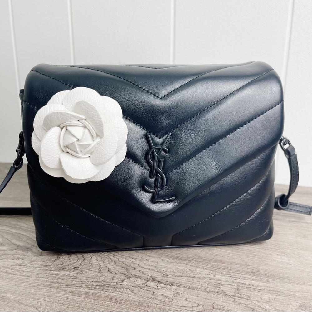 Camellia Flower Vegan Leather Bag Charm - Picture 6 of 7